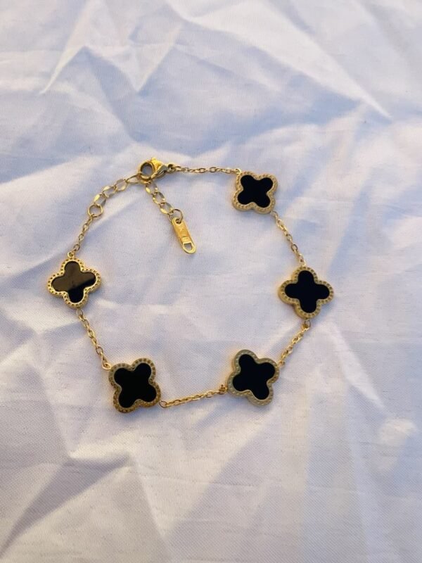 Black 5 Clover Bracelet 18k Plated